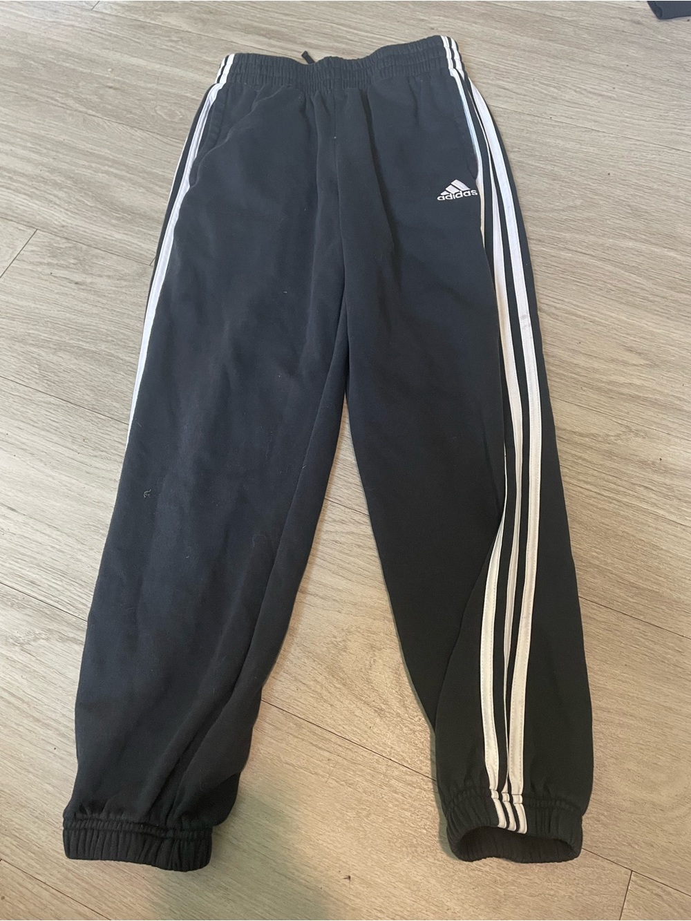 adidas Black Jogger Sweatpants with White Side Stripes